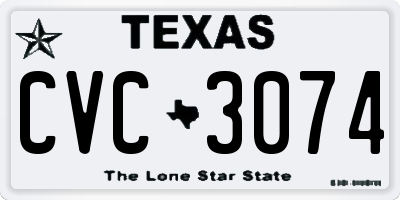 TX license plate CVC3074