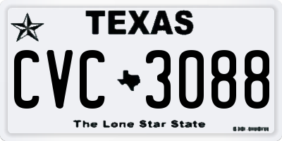 TX license plate CVC3088