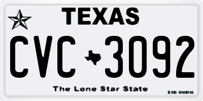 TX license plate CVC3092