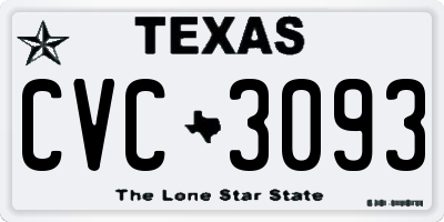TX license plate CVC3093