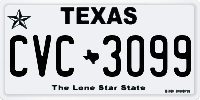 TX license plate CVC3099