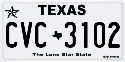 TX license plate CVC3102