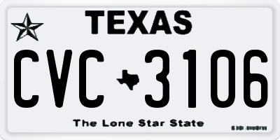TX license plate CVC3106