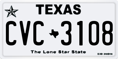 TX license plate CVC3108