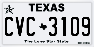 TX license plate CVC3109