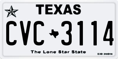 TX license plate CVC3114
