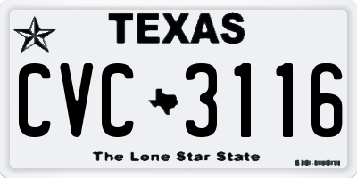 TX license plate CVC3116