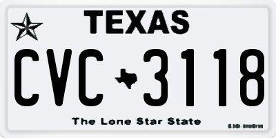 TX license plate CVC3118