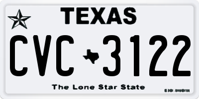 TX license plate CVC3122
