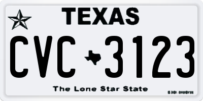 TX license plate CVC3123