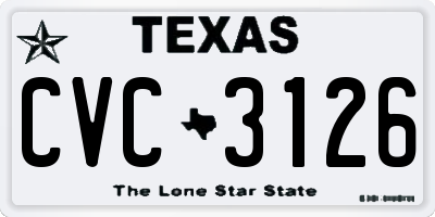 TX license plate CVC3126