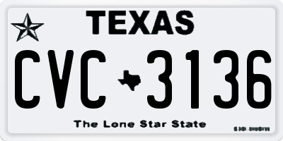 TX license plate CVC3136
