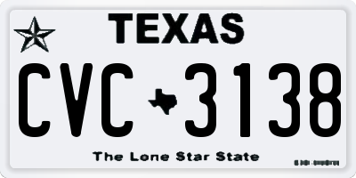 TX license plate CVC3138