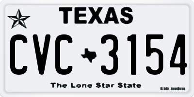 TX license plate CVC3154