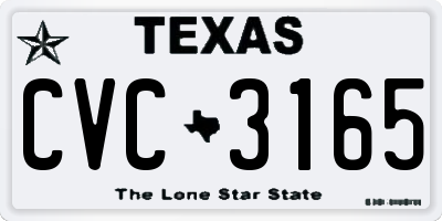 TX license plate CVC3165