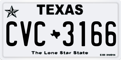 TX license plate CVC3166