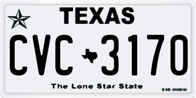 TX license plate CVC3170