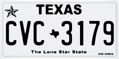 TX license plate CVC3179