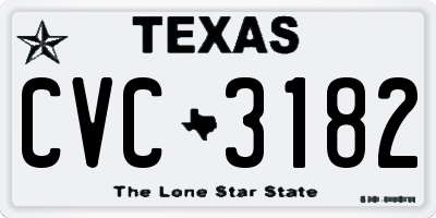 TX license plate CVC3182