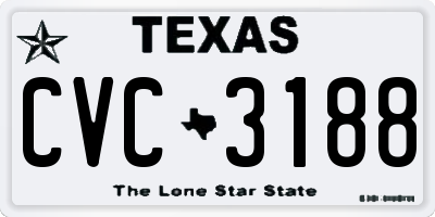 TX license plate CVC3188