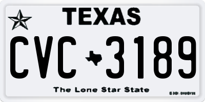 TX license plate CVC3189