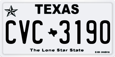 TX license plate CVC3190