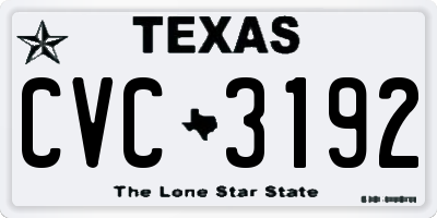 TX license plate CVC3192