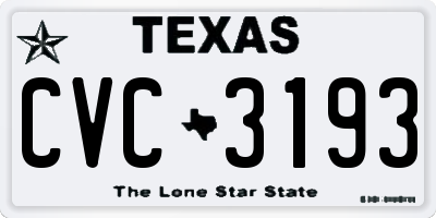 TX license plate CVC3193