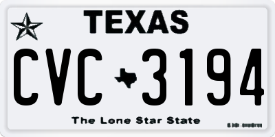 TX license plate CVC3194