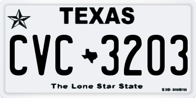 TX license plate CVC3203
