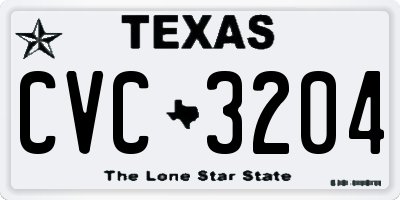 TX license plate CVC3204