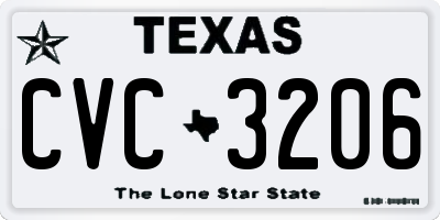 TX license plate CVC3206