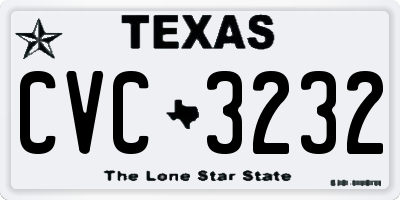 TX license plate CVC3232