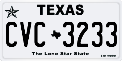 TX license plate CVC3233