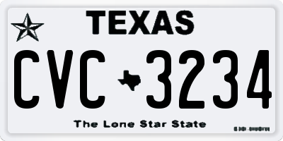 TX license plate CVC3234