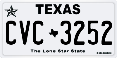 TX license plate CVC3252