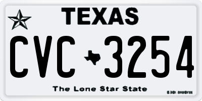 TX license plate CVC3254