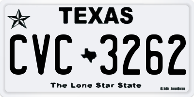 TX license plate CVC3262