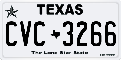TX license plate CVC3266