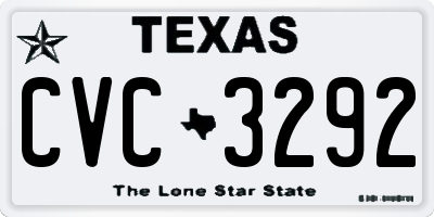 TX license plate CVC3292