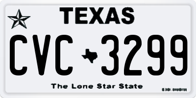 TX license plate CVC3299