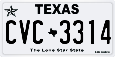 TX license plate CVC3314
