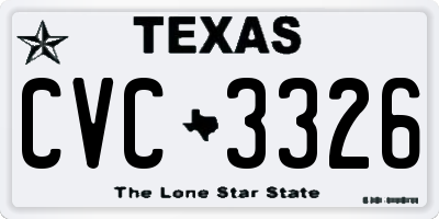 TX license plate CVC3326