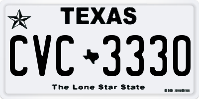 TX license plate CVC3330