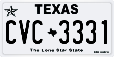 TX license plate CVC3331