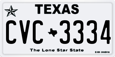 TX license plate CVC3334