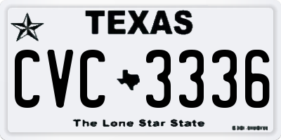 TX license plate CVC3336