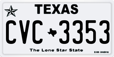 TX license plate CVC3353