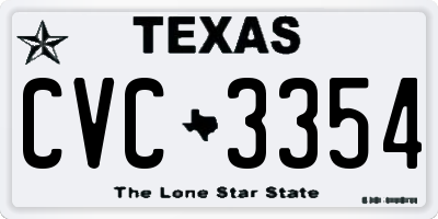 TX license plate CVC3354