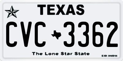 TX license plate CVC3362